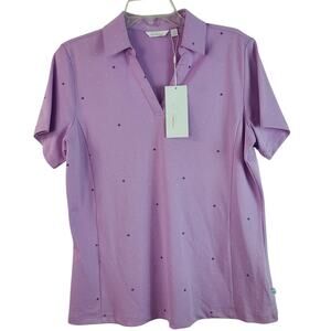 Lady Hagen Lavender Purple Top V Neck Collar Polo Golf Tennis Pickleball NEW LG